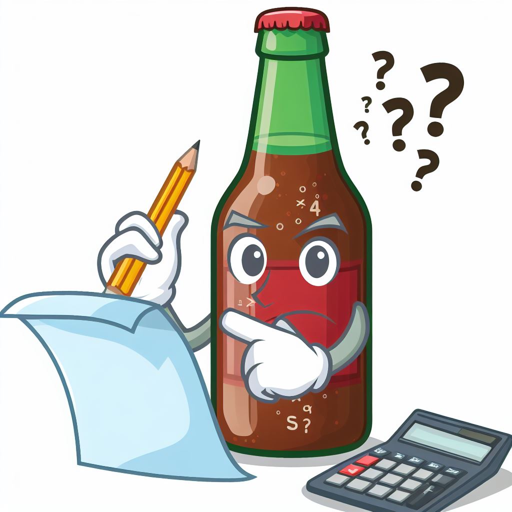 Root Beer thinking with calculator